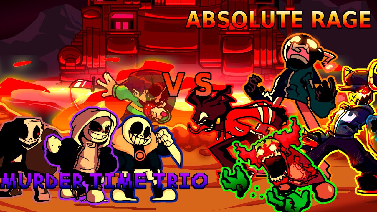Friday Night Funkin Mashup - Murder Time Trio HARD MODE 2 vs ABSOLUTE RAGE ERECT