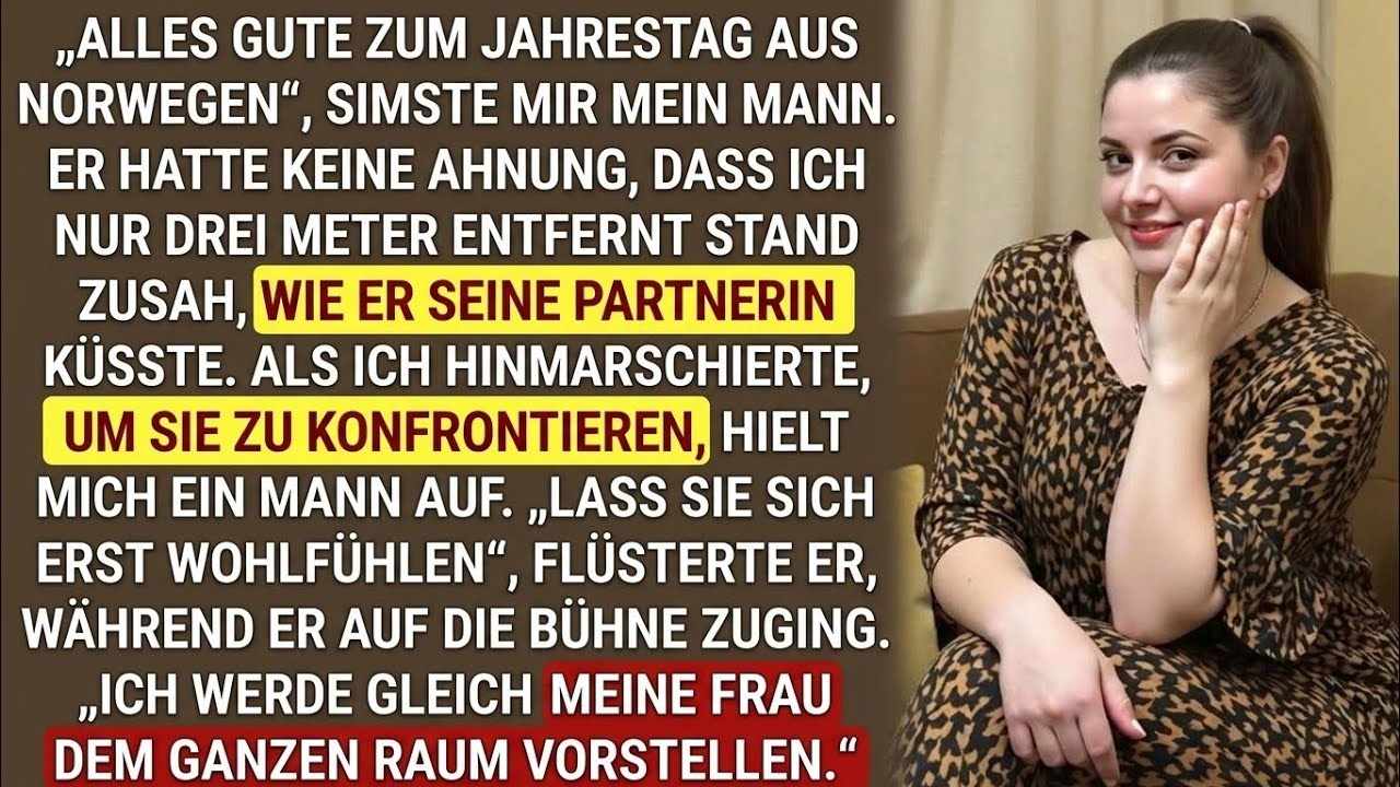Mein Hochzeitstag sollte eine Überraschung werden – stattdessen sah ich meinen Mann in einer Hotellobby in Oslo, wie er mir „Alles Gute“ schrieb und dann eine andere Frau küsste. Ich erkannte sie...