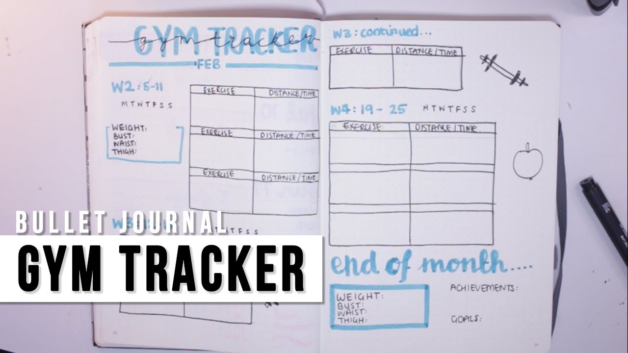 bullet journal fitness gym tracker youtube