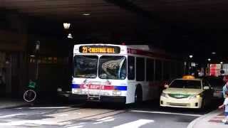 SEPTA Route 23 bus leaving Arch St & 11th St. (loud engine)