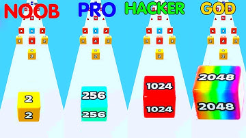 NOOB VS PRO VS HACKER VS GOD in Jelly Run 2048