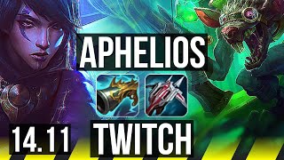 APHELIOS & Lulu vs TWITCH & Milio (ADC) | Rank 3 Aphelios, 11/3/8, Godlike | TR Challenger | 14.11