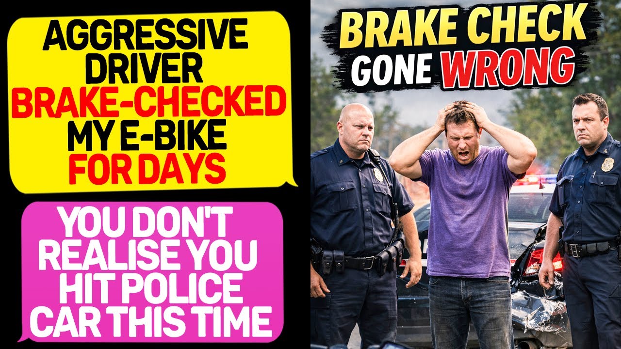 Aggressive driver Brake-Checked My E-Bike for Days — Hit Parked Police Car Instead r/EntitledPeople