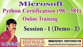 Celebrity Microsoft Python Certification (98-381) Online Training || Session - 1 (Demo-2) || by DURGA Sir Wealth