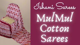 Summer Soft Mulmul Cotton Sarees Rs.700Shipping