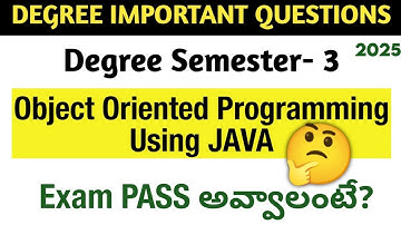 Degree Semester 3 - OOP Using JAVA Most Important Questions UNIT-WISE Weightage Degree Exam 2025