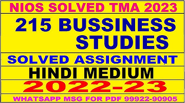 nios business studies 215 solved assignment 2022-23 | nios tma solved 2022-23 class 10