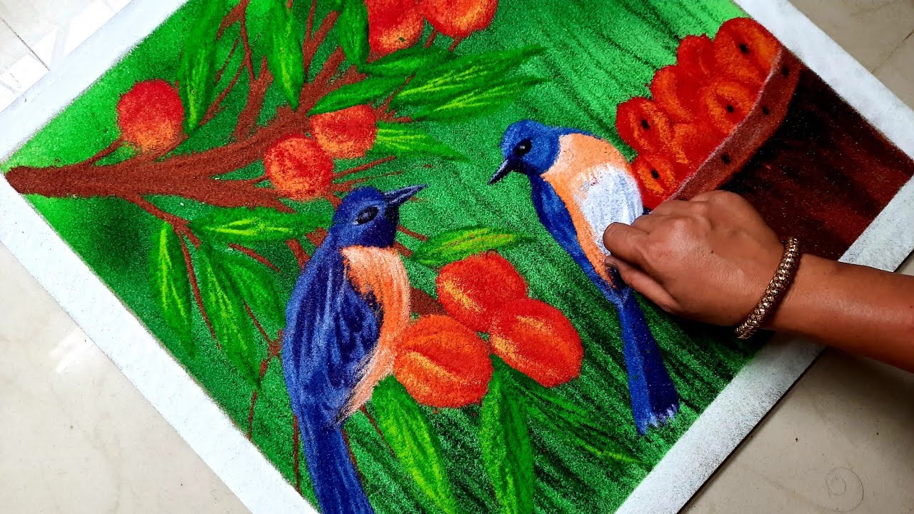 Love Birds Poster RANGOLI / Unique Creative Beautiful Rangoli ...