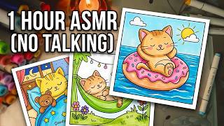 How to Color 🐱 Cute Cats ASMR: Soft Marker Sounds, Anxiety Relief (No Talking)