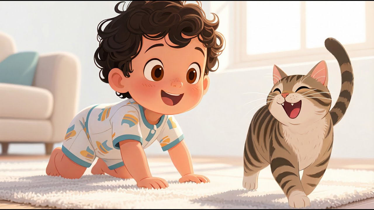 ابني بقى بيقلّد كل حاجة… حتى القطة! 🐱😂  