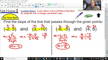 Unit 2 Lesson 3 (8th and Alg I) - Applications of Slope