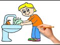 DRAWING WASH YOUR HANDS STEP BY STEP