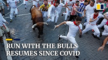 Spain’s annual running of the bulls resumes after 2 years since Covid pandemic with 3 gored so far