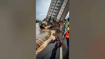 Building Collapses Due to Land Subsidence on Riverbank!