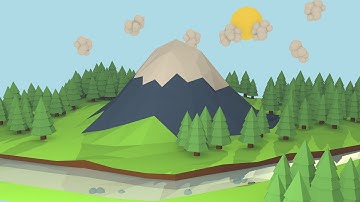 Time Lapse: Low Poly Mountain and Forest Scene [Blender]