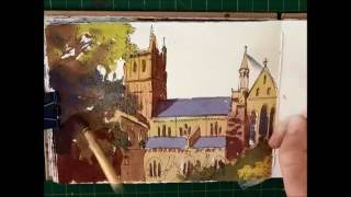Pen and Ink Watercolour Sketching Easy building watercolour tutorial