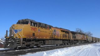 UP 7987 Leads a Coal Train, Grand Mound, IA 2/18/21