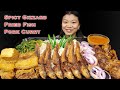 Eating spicy chicken gizzard curry fried fish  pork curry with rice nepali eating show mukbang