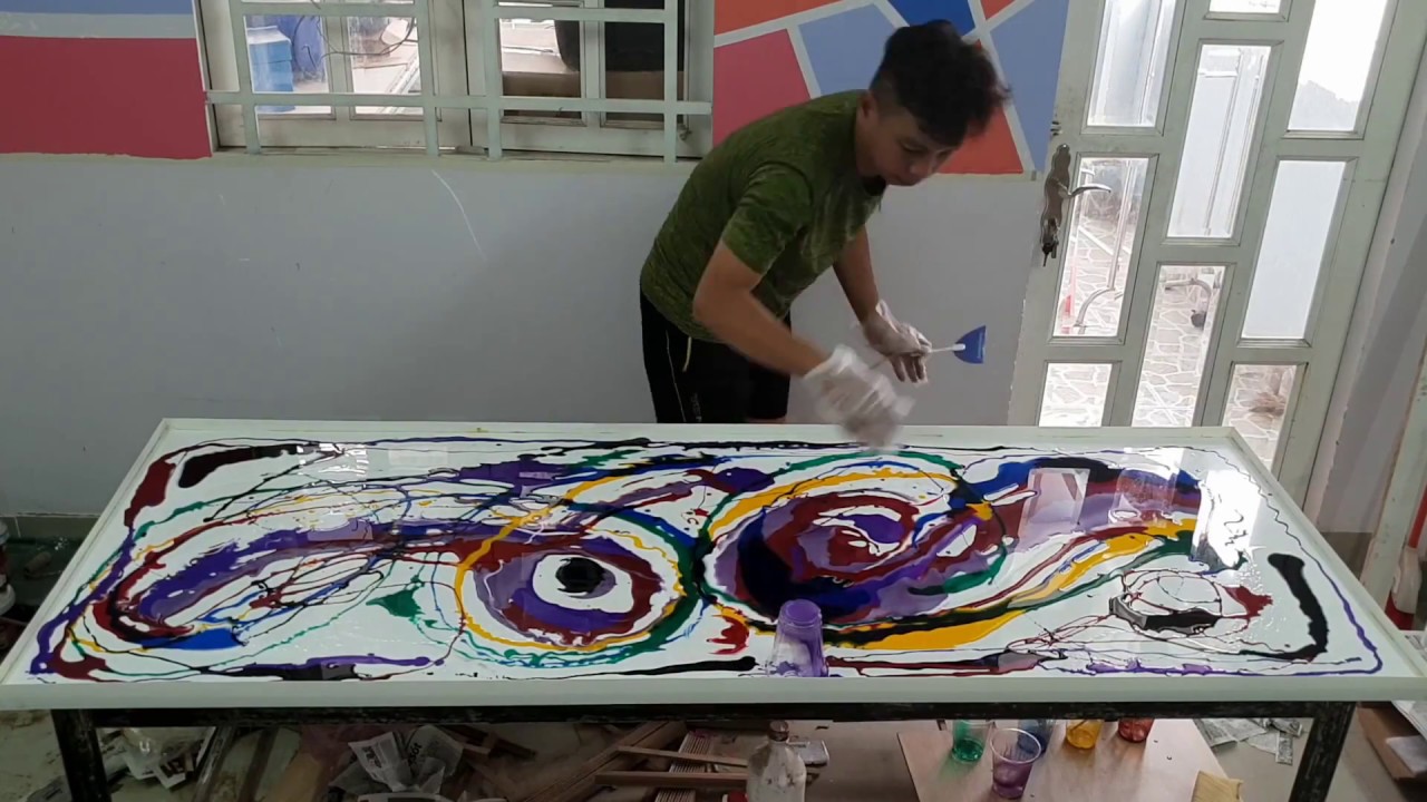 My first time play with Epoxy Resin and Color Acrylic oils YouTube