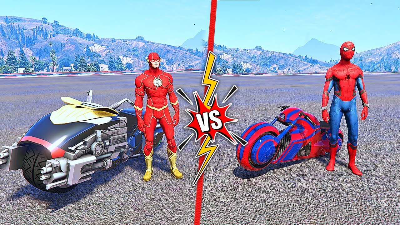 Spider Man vs Flash Fight for Best Super Bike in the World | GTAV AVENGERS | A.K GAME WORLD