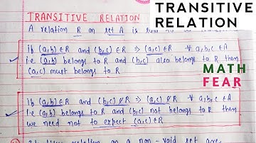 WHAT IS TRANSITIVE RELATION | NCERT CHAPTER 1 RELATION AND FUNCTIONS | MATH FEAR |