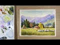 Watercolor painting landscape demonstration