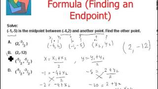 Using the Midpoint Formula (Finding an Endpoint)