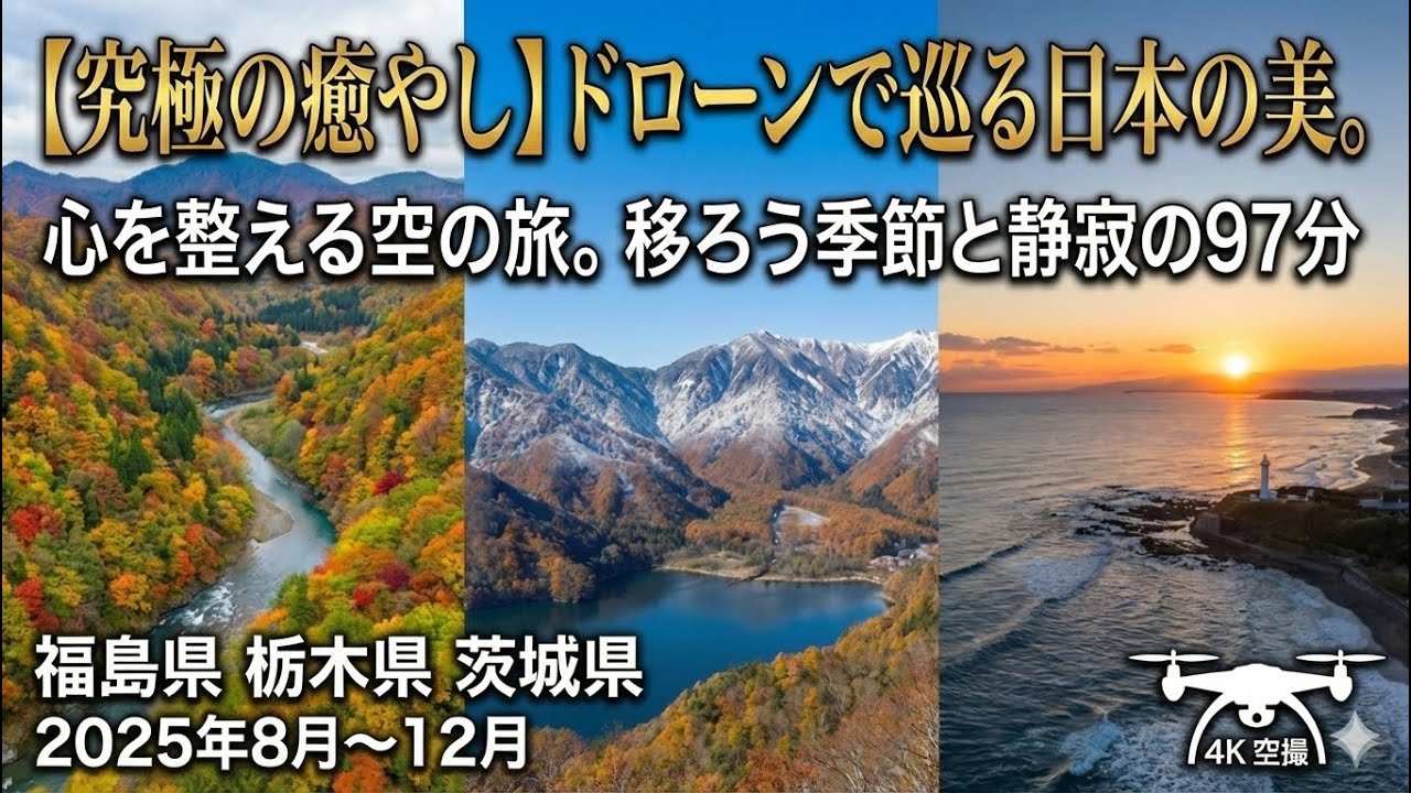 4K【空撮】心が整う日本の絶景。福島・栃木・茨城をドローンで巡る癒やしの旅。作業用・リラックスBGM 2025年8月～12月 Drone