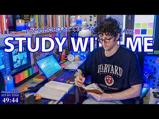 STUDY WITH ME LIVE POMODORO | 12 HOURS STUDY CHALLENGE ✨ Harvard Student, Relaxing Rain Sounds class=