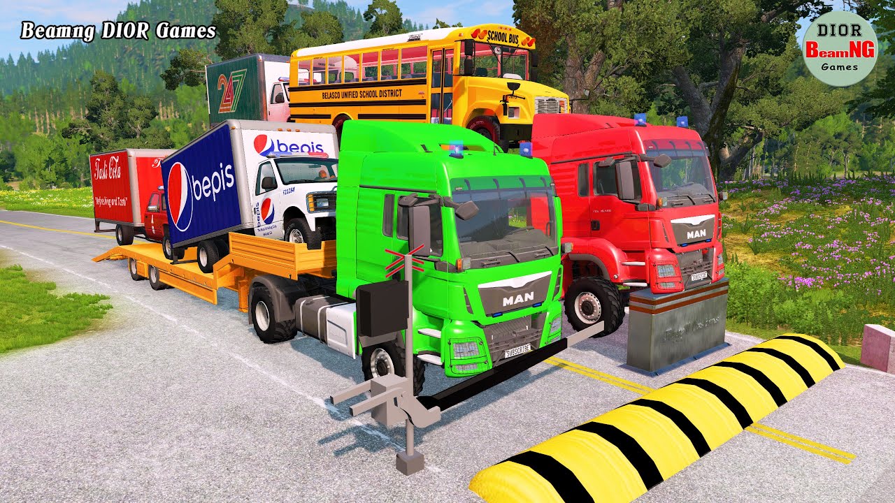 Двухплатформенный прицеп против «лежачих полицейских» | Автобусы против «лежачих полицейских» | B...