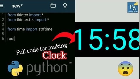 Python program coding to make live Clock | in pydroid 3 ( python programming )
