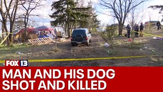 1 arrested after man and his dog shot and killed inside tent | FOX 13 Seattle
