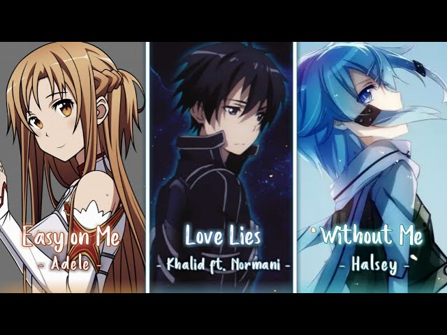 Nightcore - Easy On Me ✗ Love Lies ✗ Without Me ( Switching Vocals ) - Lyrics class=