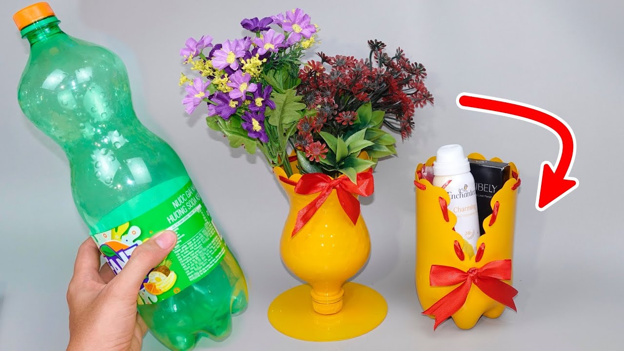 Recycled Plastic Bottle Vase Flower Ideas From Plastic Bottles YouTube