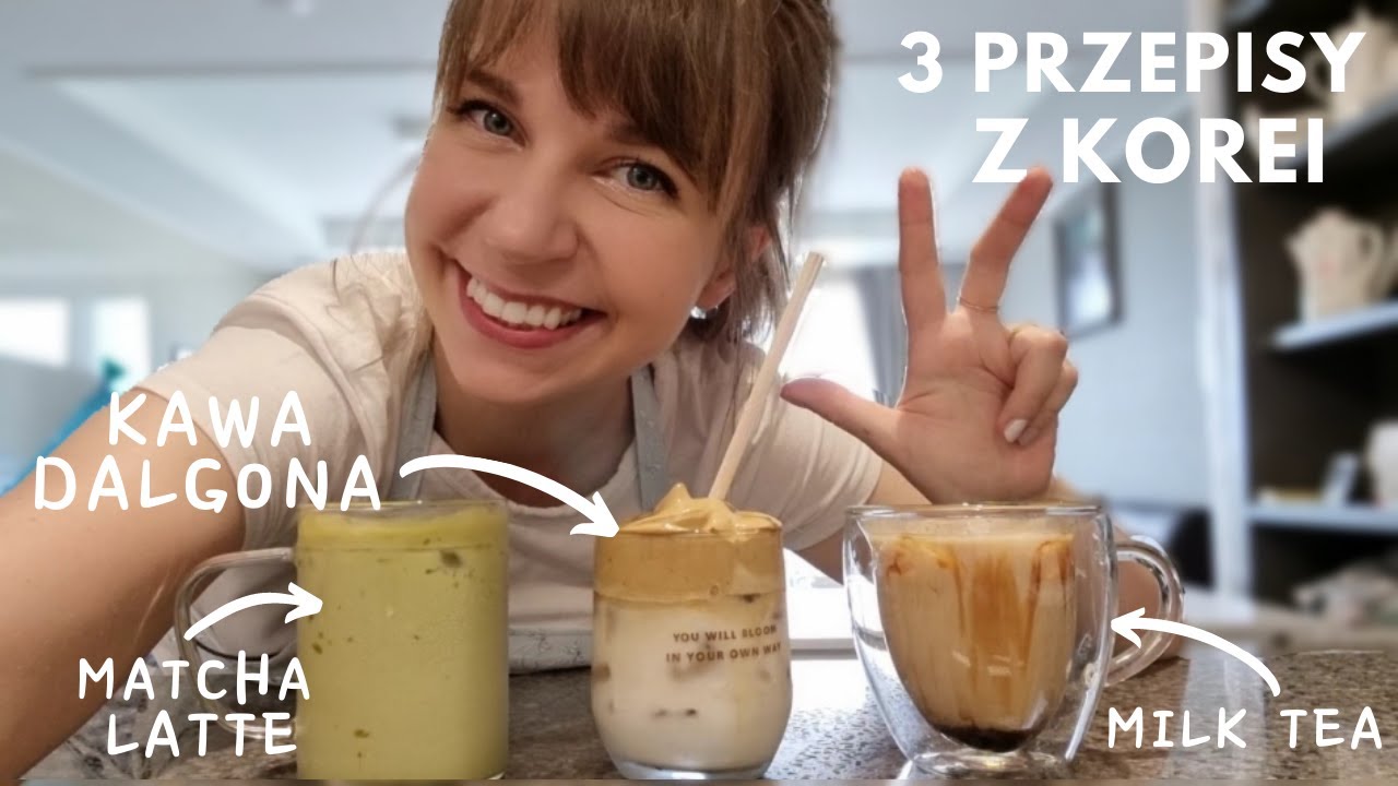 Napoje jak z KAWIARNI W KOREI - kawa dalgona, matcha latte, black sugar milk tea - PROSTY PRZEPIS