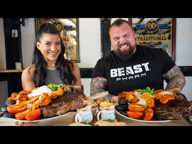 Insane 100oz MONSTER STEAK Food Challenge! Ft. Leah Shutkever class=