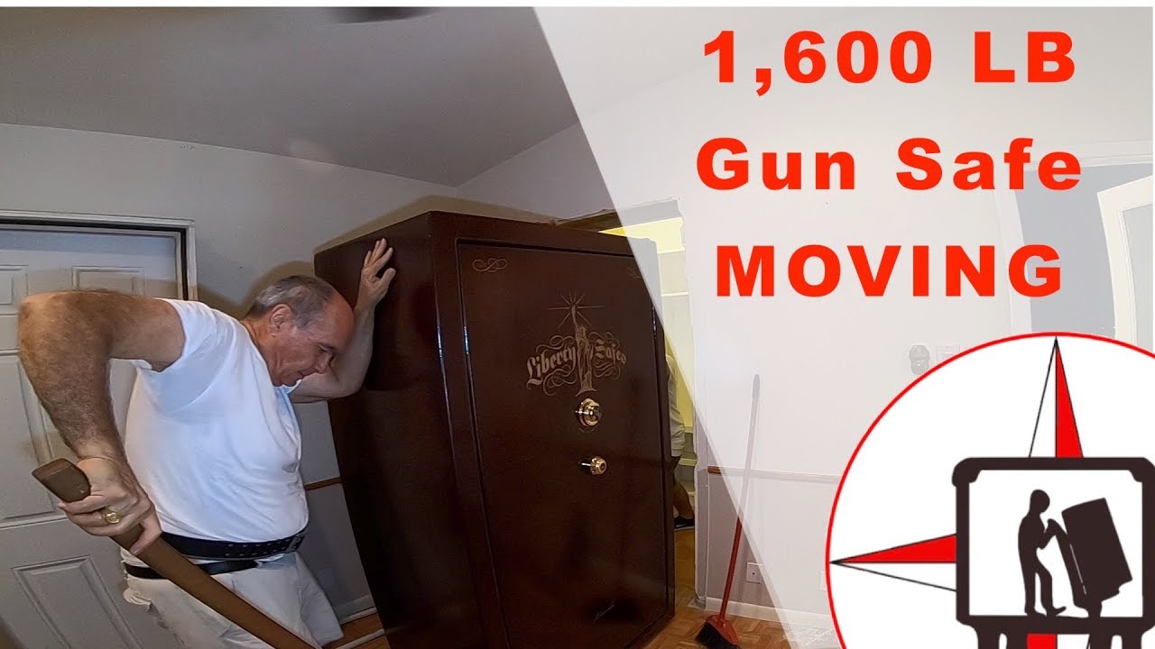 Moving A Huge 1,600 Pound Gun Safe  Out From A Tight Space