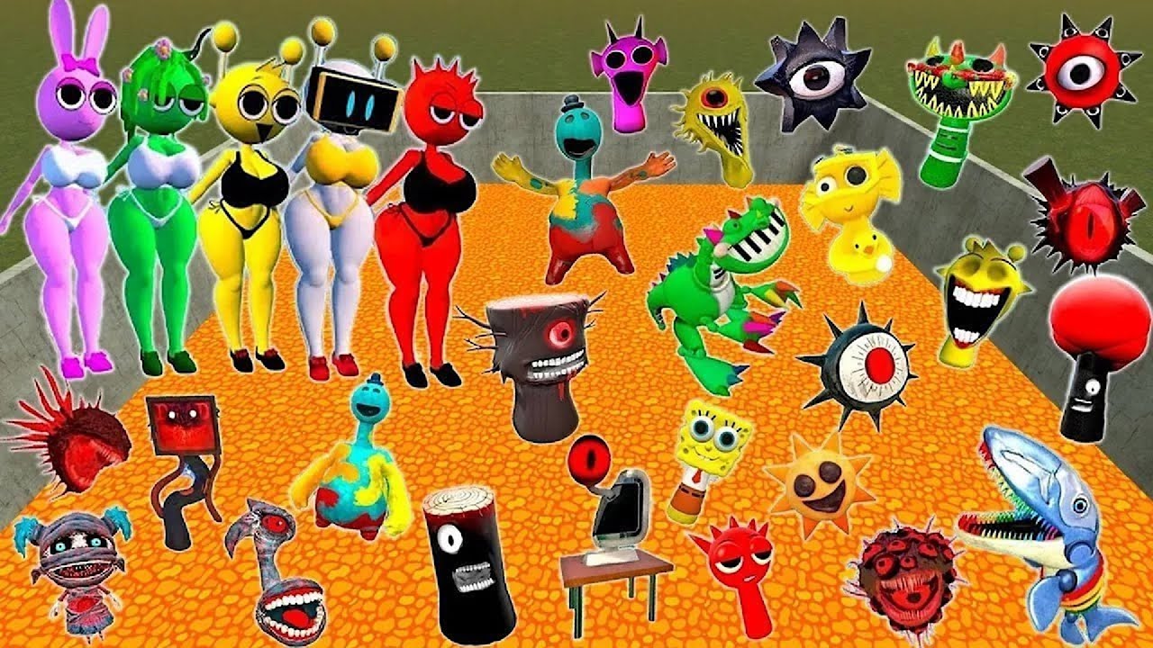 BIG CITY LAVA SPRUNKI MR SUN MOON TREE FUN COMPUTER MISS WENDA YELLOW PINKI SPARTAN KICKING in GMOD