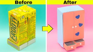 DIY Mini wardrobe with waste boxes || Make miniature wardrobe with Frooti  box and matchbox