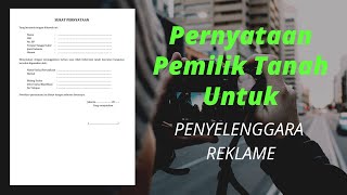 Surat Pernyataan Pemilik Tanah yang digunakan untuk penyelenggara Reklame