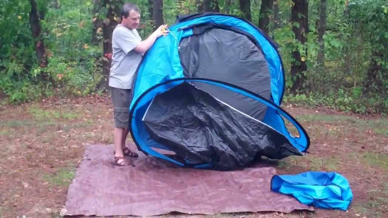 quechua 4 man pop up tent video