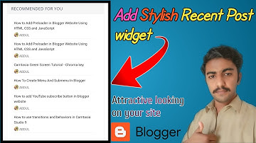 How to add Recent post widget in blogger  || Crazy Editing Studio