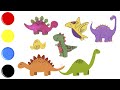 Dinosaurus Berwarna-Warni - Belajar bahasa Inggris - Pelajari Warna - Pelajari Hewan