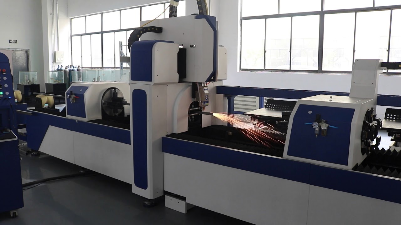 High precision pipe laser cutting machine for storage shelf - YouTube