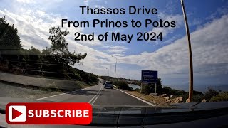 Thassos Drive from Prinos to Potos on 2nd of May 2024 | Thassos / Greece City Drive Seaside View