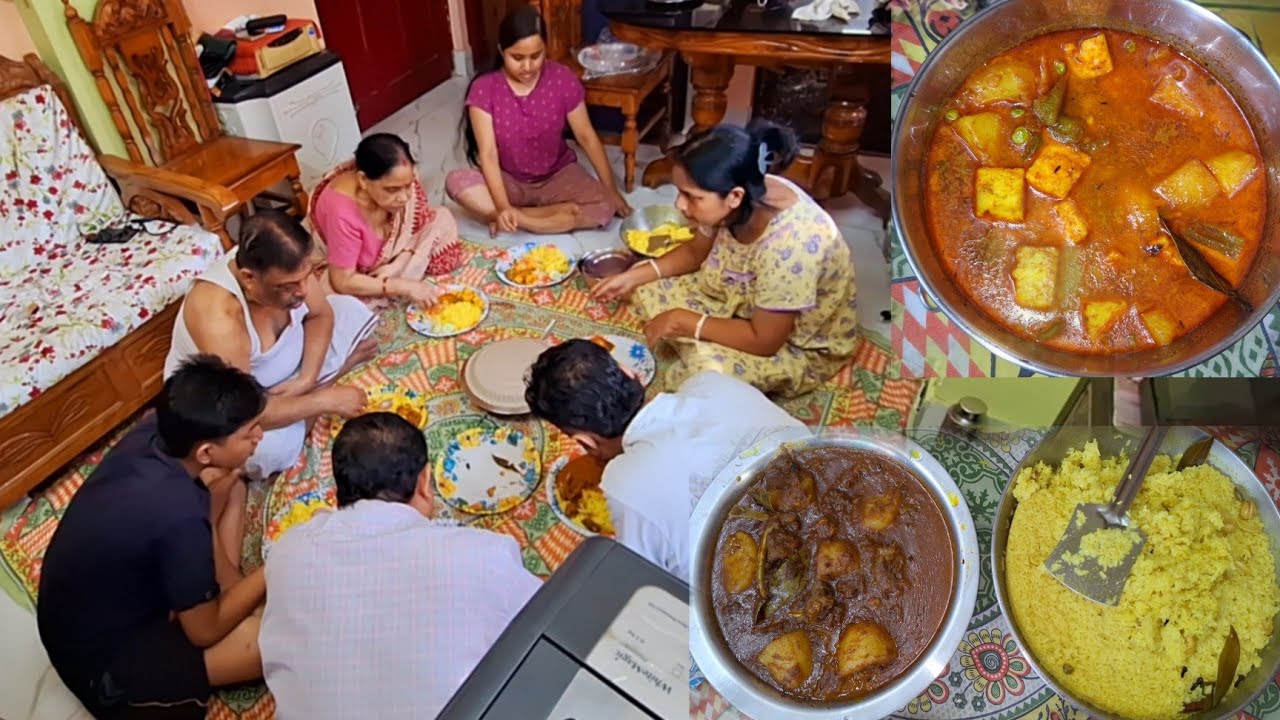 মাটন কষা 🥘বাসন্তী পোলাও 🍲পনির দিয়ে পরিবারের ❤️সবাই মিলে আজ একসাথে দুপুরে😋 জমিয়ে খেলাম