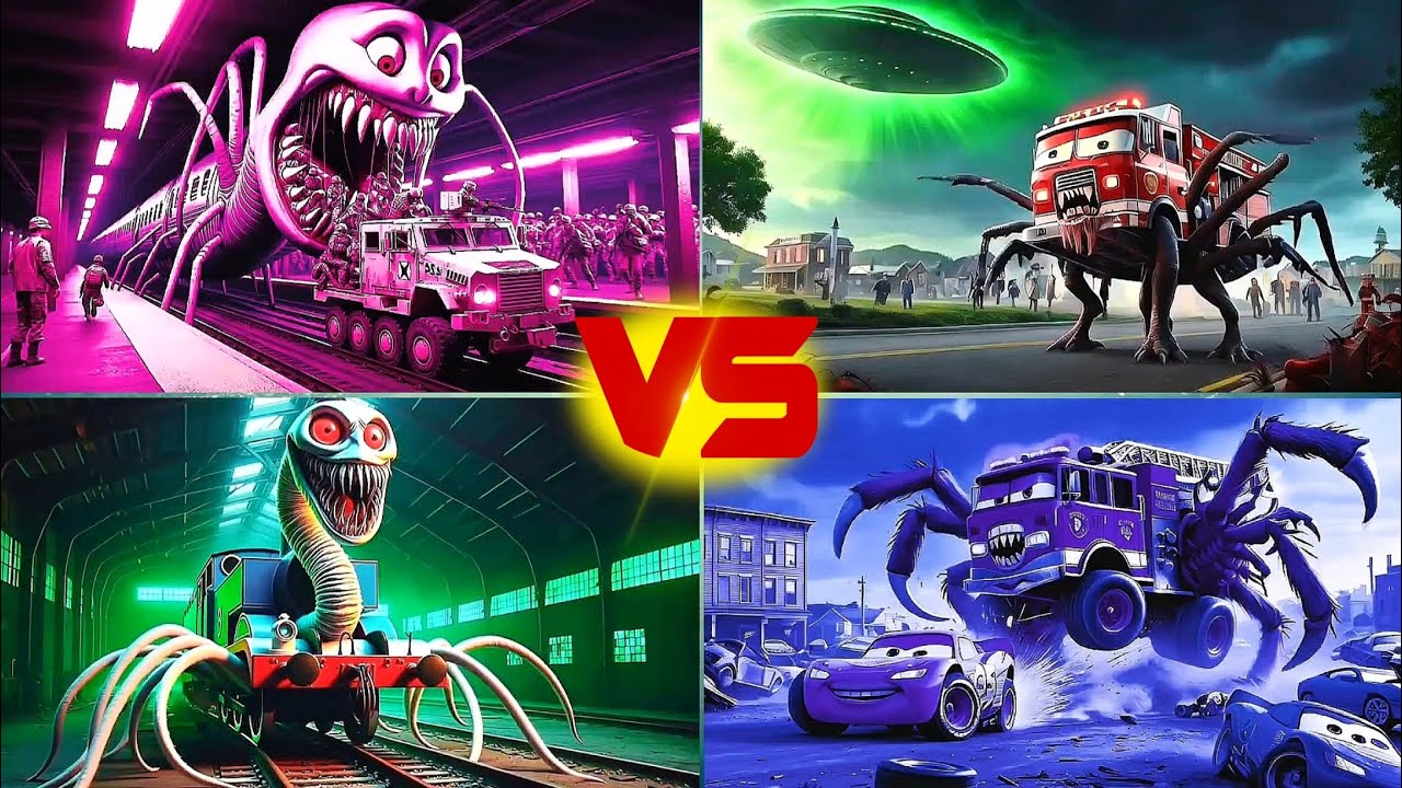 Thomas Train Eater 🆚 McQueen Spider-Man Monster🆚 Thomas Monster 🆚McQueen Monster Tiles Hop EDM Rush