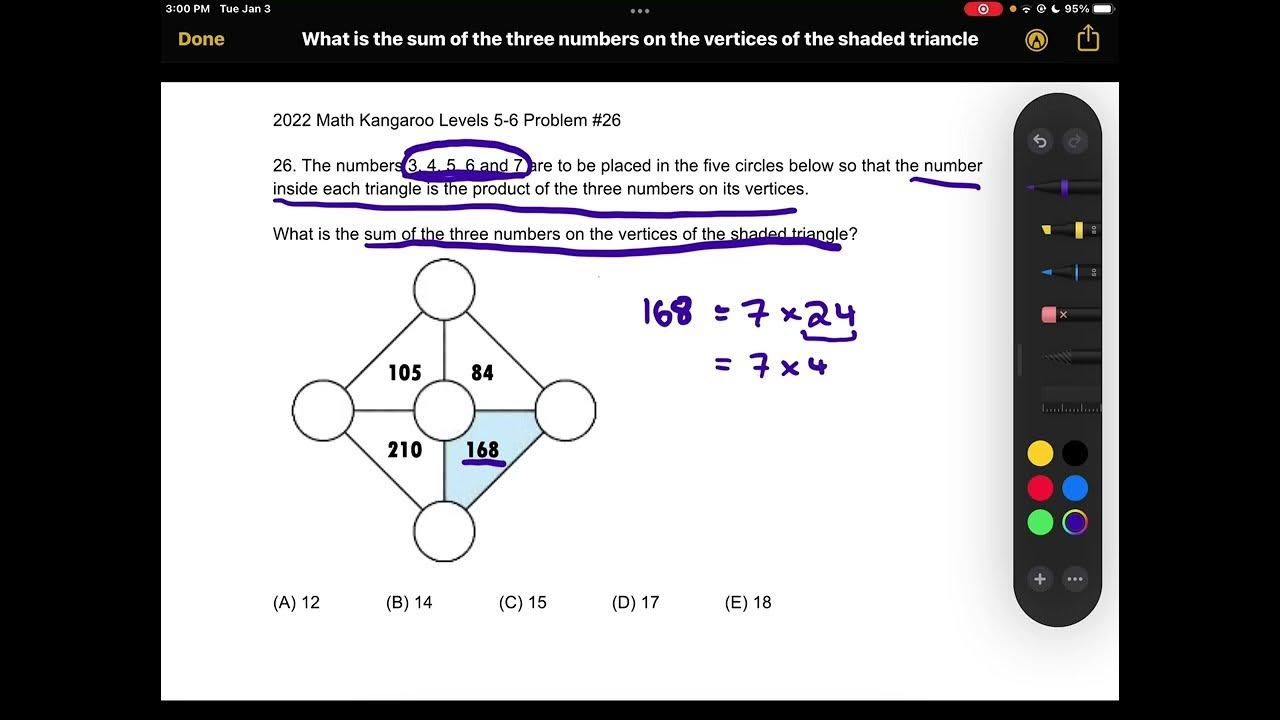 2022 Math Kangaroo Levels 5-6 Problem #26 (Solution #1) - YouTube