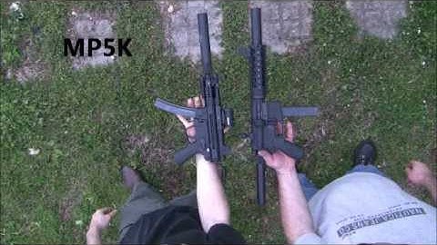 Cover Image for MKE MP5k clone vs AR15 9mm pistol SWR tridents
