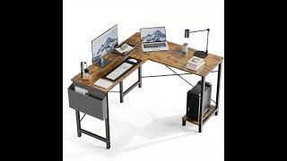 JHK Gaming Corner 50 Inch Office Writing PC Wooden Table with CPU Storage Shelf &amp; Side Bag